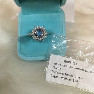 Rbp LAB CREATED LIGHT BLUE QUARTZ, RHODIUM PLATING RING size 9
